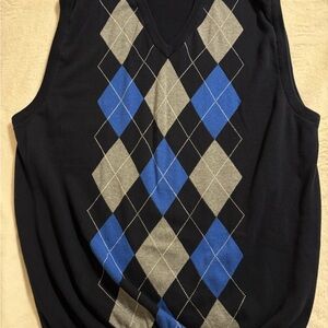 Argyle Sweater Vest in Black,Blue and grey size XL/TG/EG Diamond Pattern